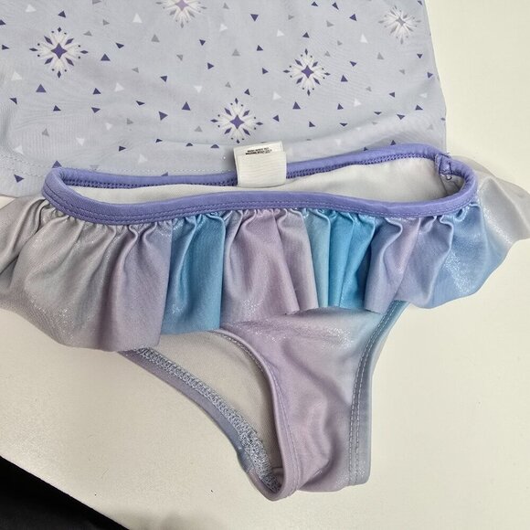 Disney Frozen 2 Piece Swim Rashguard and Bottom Set Ruffle - Picture 7 of 8